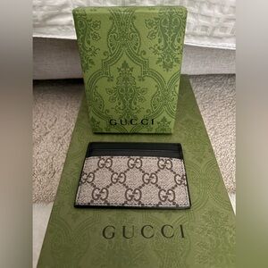 Gucci Green and Black Monogram Card Holder